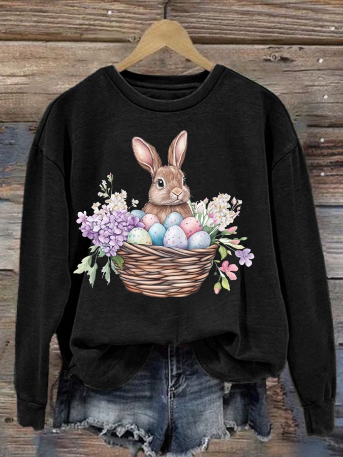 Women's Easter Bunny Print Casual Sweatshirt