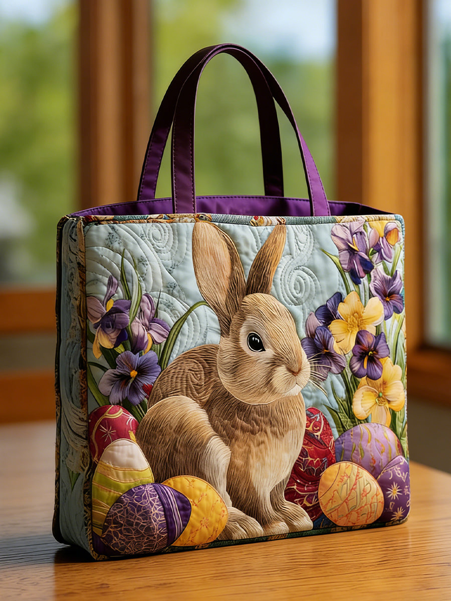 Easter Bunny Floral Printed Tote Bag