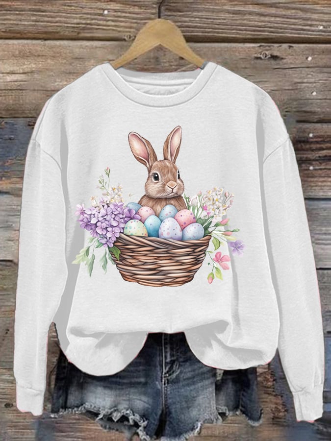 Women's Easter Bunny Print Casual Sweatshirt
