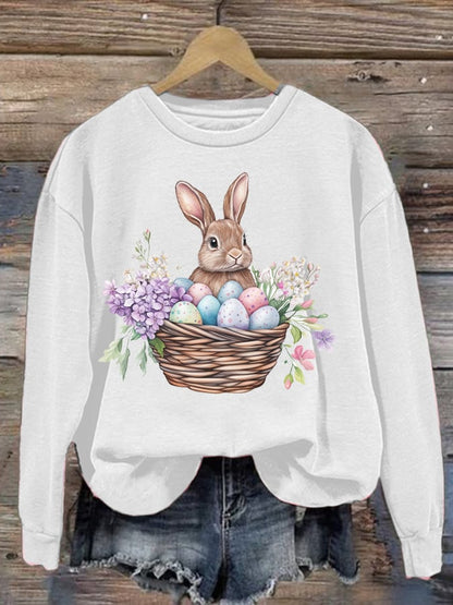 Women's Easter Bunny Print Casual Sweatshirt