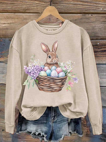 Women's Easter Bunny Print Casual Sweatshirt