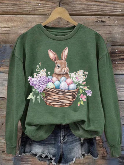Women's Easter Bunny Print Casual Sweatshirt