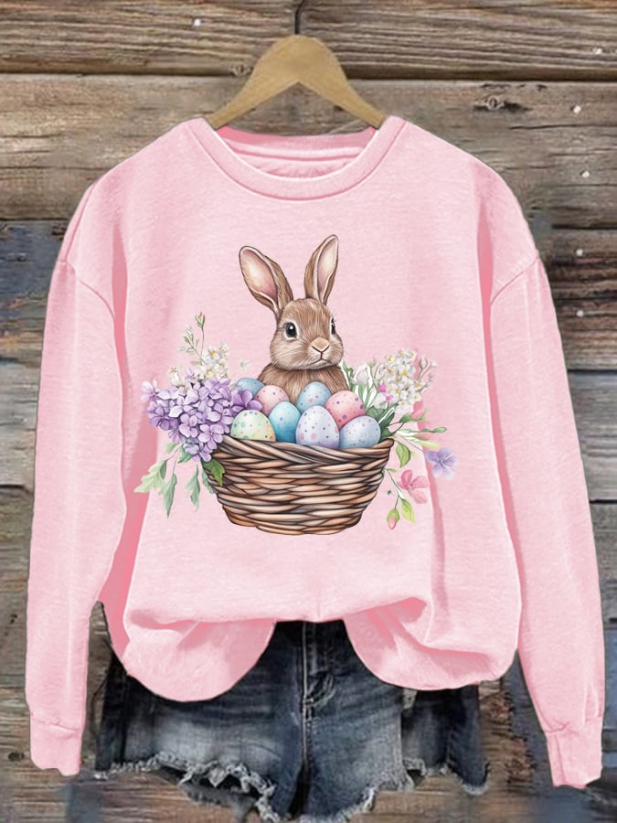 Women's Easter Bunny Print Casual Sweatshirt