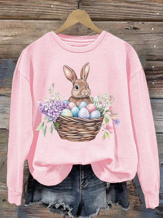 Women's Easter Bunny Print Casual Sweatshirt