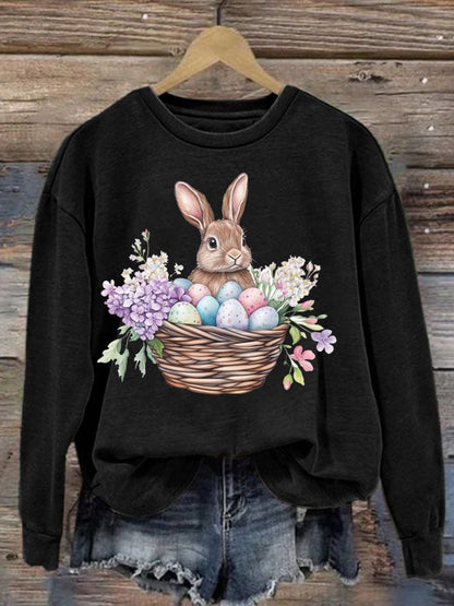 Women's Easter Bunny Print Casual Sweatshirt