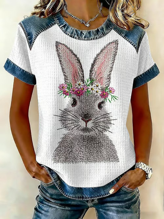 Women's Cute Rabbit Print Casual T-Shirt