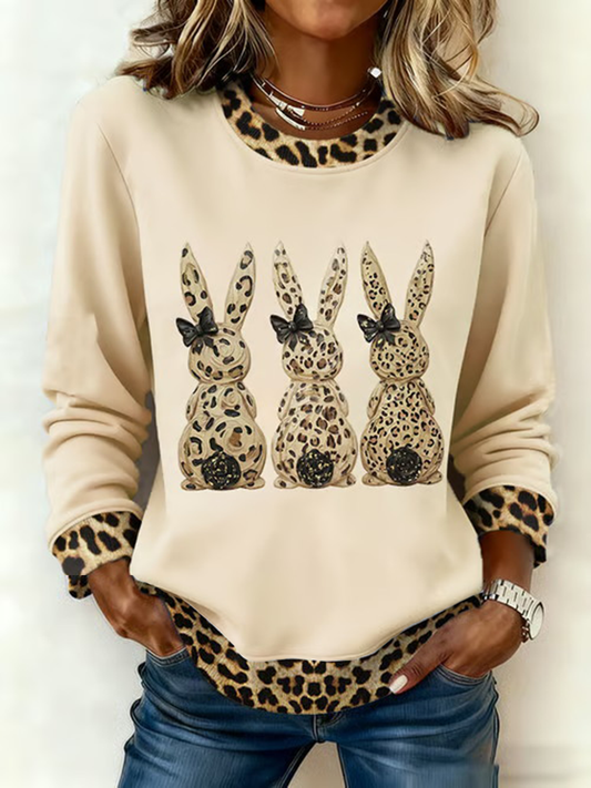 Women's Cute Rabbit Print Casual Sweatshirt