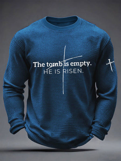 Men's 'He Is Risen' Waffle Print Casual T-Shirt