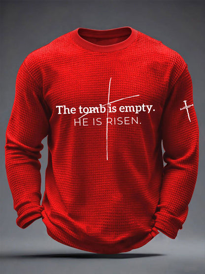 Men's 'He Is Risen' Waffle Print Casual T-Shirt