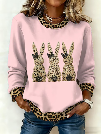 Women's Cute Rabbit Print Casual Sweatshirt