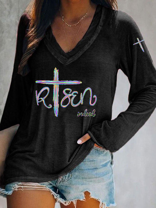 Women's 'He Is Risen' Printed Casual T-Shirt