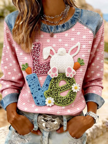 Women's Rabbit Floral Print Casual Top