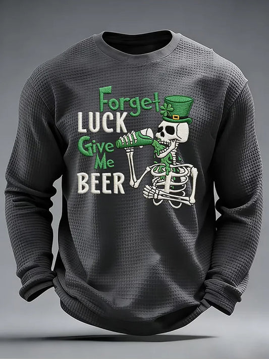 Men's Casual St. Patrick's Day Waffle-knit Long-sleeved T-shirt