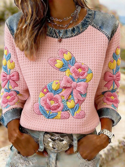 Women's Rabbit Floral Print Casual Top