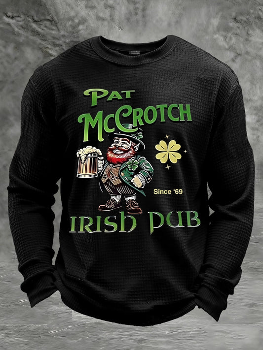 Men's St. Patrick's Day Printed Waffle Long Sleeve Sweatshirt