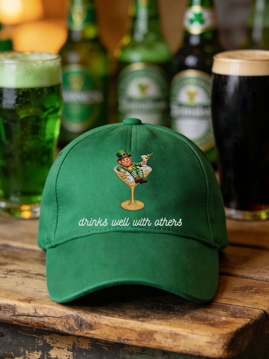 Unisex Funny St. Patrick's Day Drinks Well With Others Print Hat