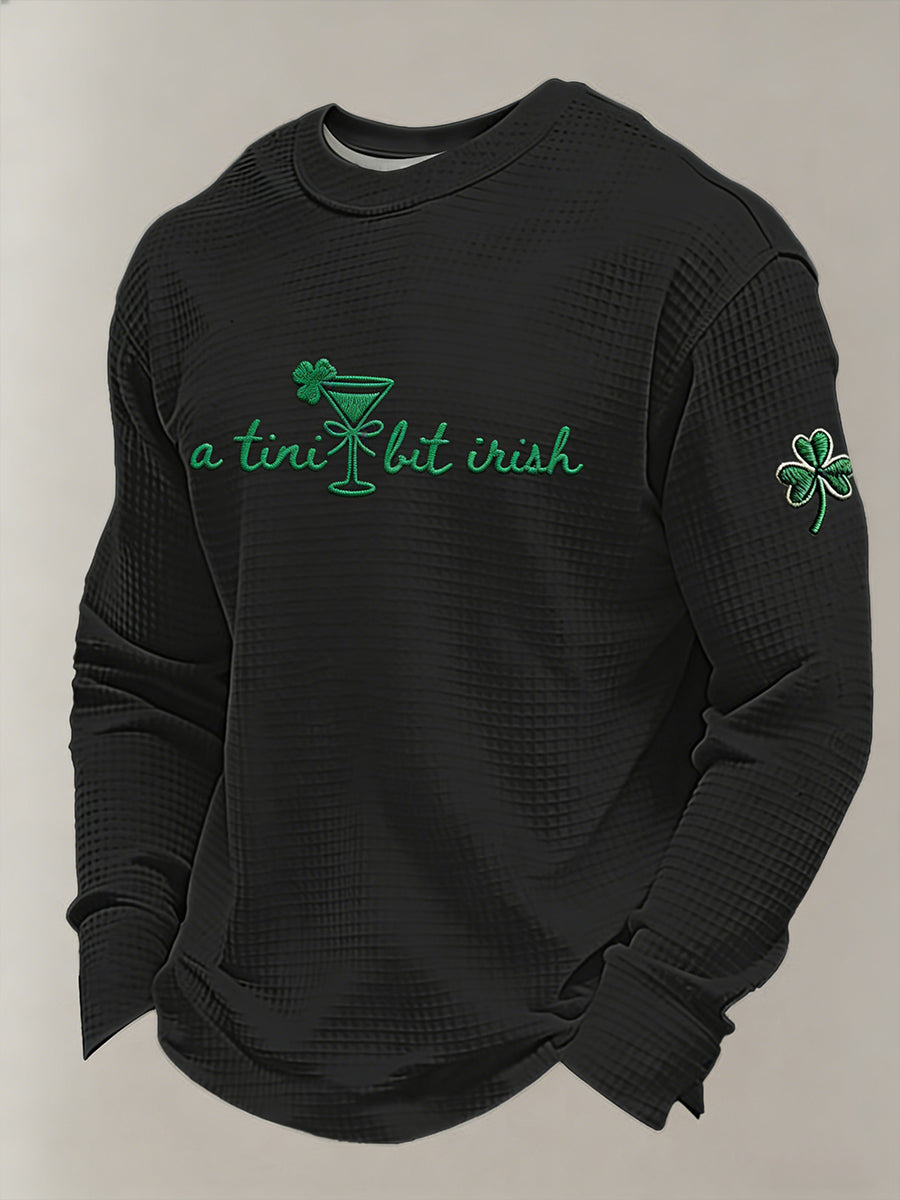 Men's St. Patrick's Day A Tini Bit Irish Printed Waffle Sweatshirt