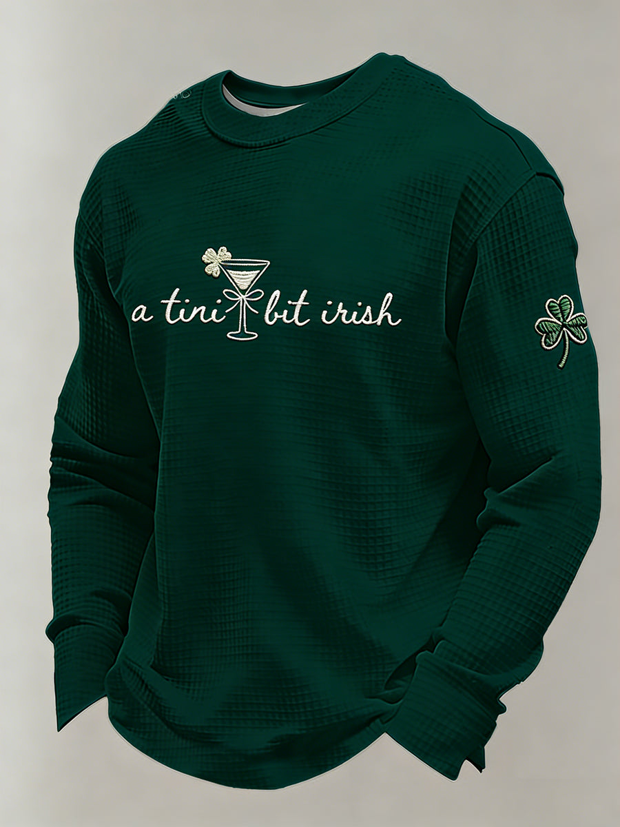 Men's St. Patrick's Day A Tini Bit Irish Printed Waffle Sweatshirt