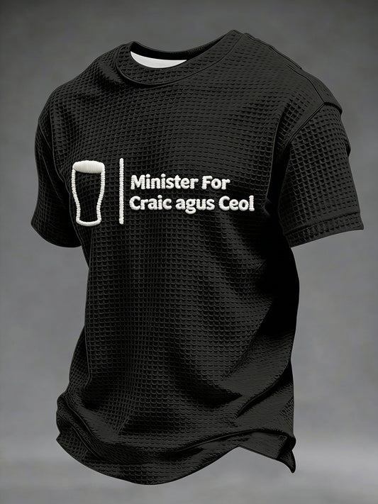 Men's Funny St.Patrick's Day Print Waffle Short Sleeve