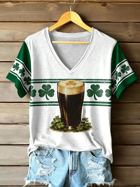 Women's St.Patrick's Day Beer Print short-sleeved T-shirt