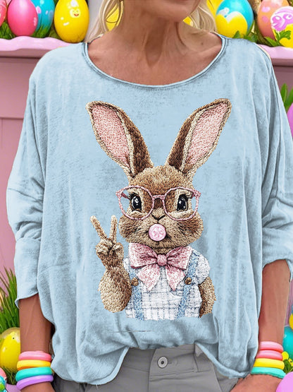Women's Easter Bunny Art Printed Tops