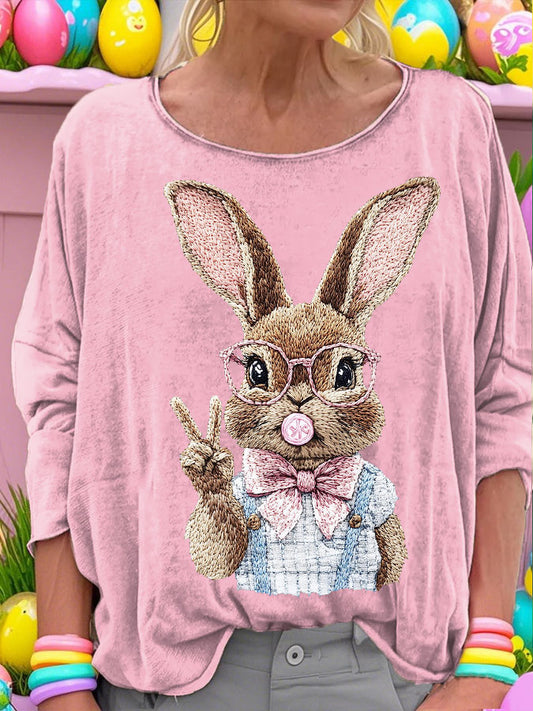 Women's Easter Bunny Art Printed Tops