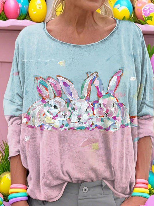 Women's Easter Bunny Art Printed Tops