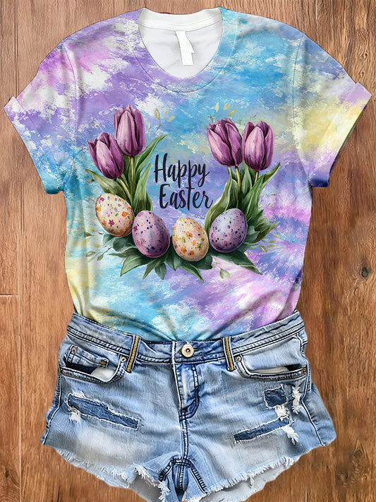 Women's Easter-Themed Printed T-Shirt