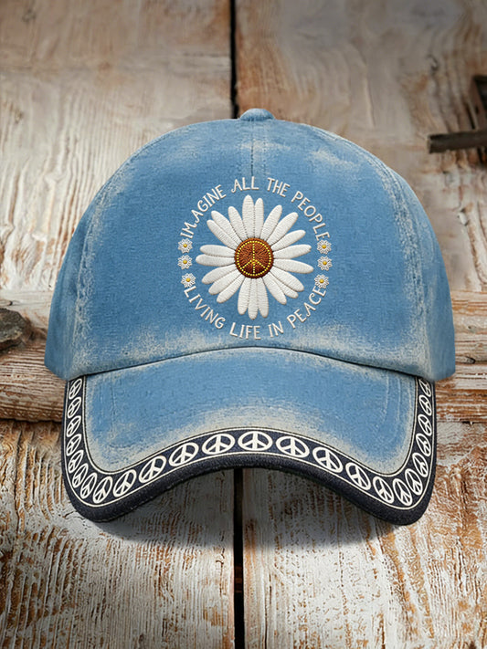Unisex Imagine All The People Living Life In Peace Print Hat