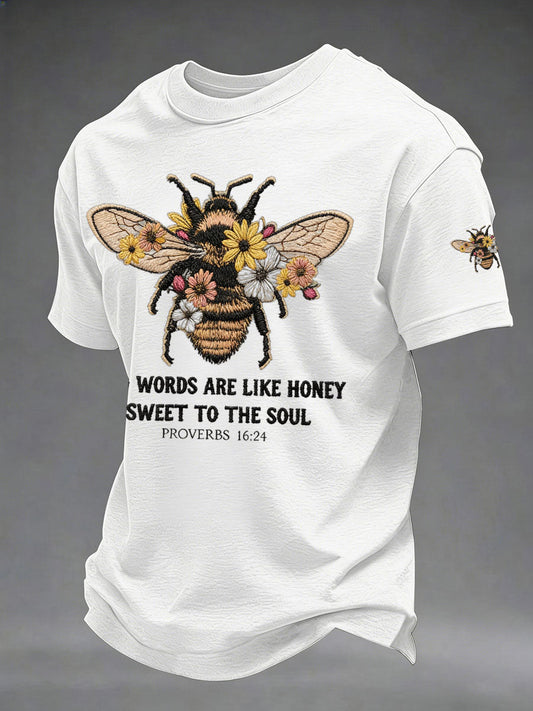 Men's 'Kind Words Are Like Honey' Printed Casual T-Shirt