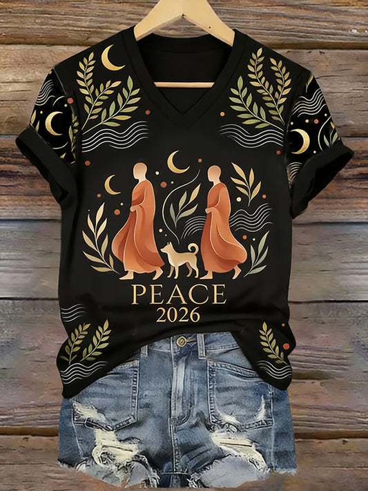 Women's Walk For Peace Aloka Print short-sleeved T-shirt