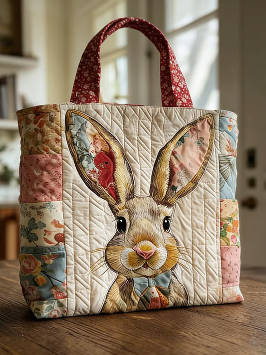 Easter Bunny Floral Printed Tote Bag