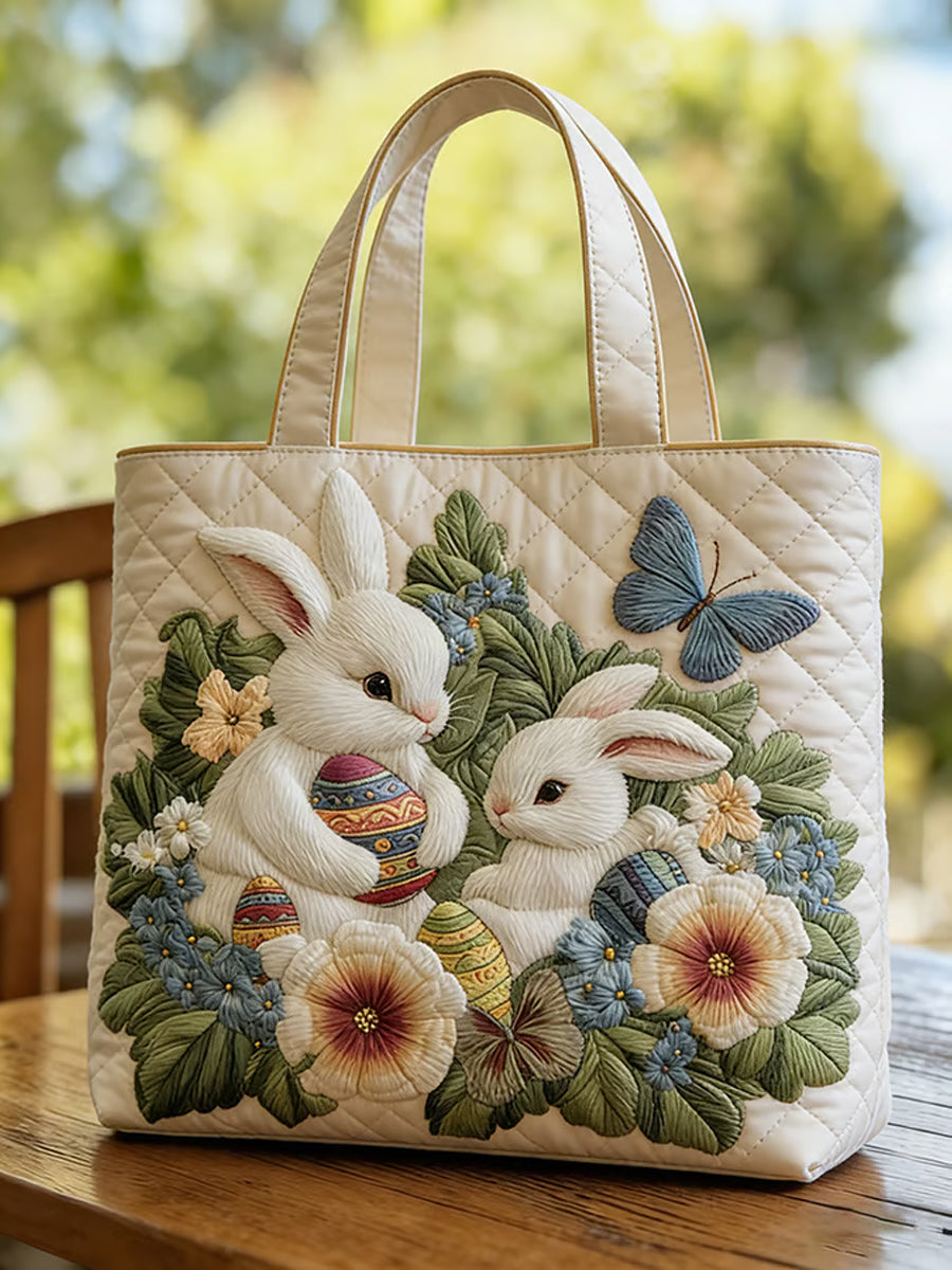 Easter Bunny Floral Printed Tote Bag