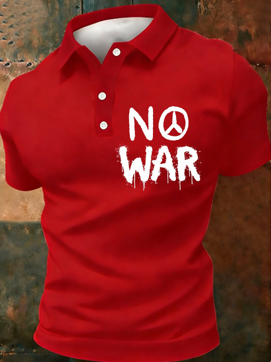 Men's No War cotton short-sleeved polo shirt