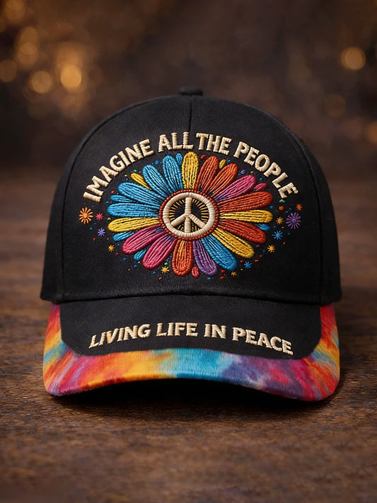 Unisex Imagine All The People Living Life In Peace Print Hat