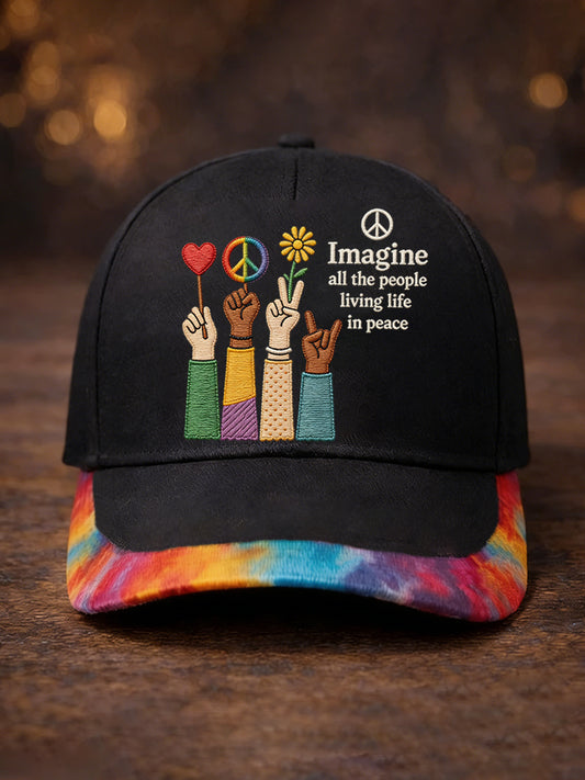 Unisex Imagine All The People Living Life In Peace Print Hat