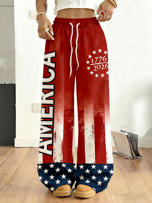Women's American Flag Casual Pants