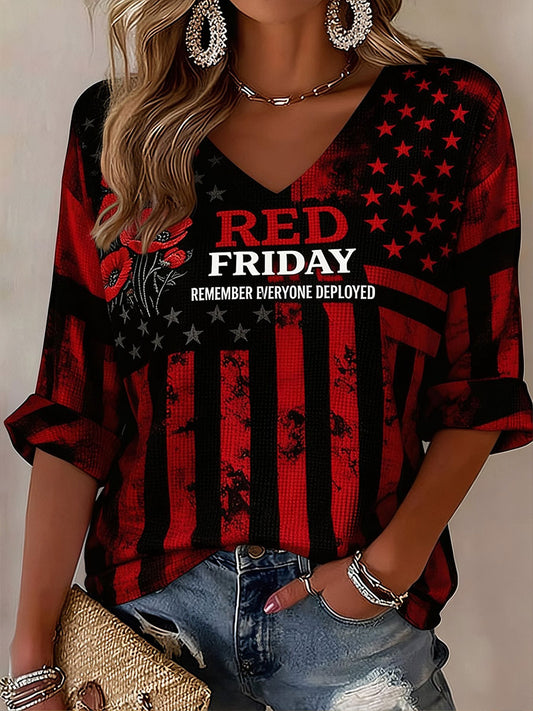 Women's RED Friday V-neck Tops