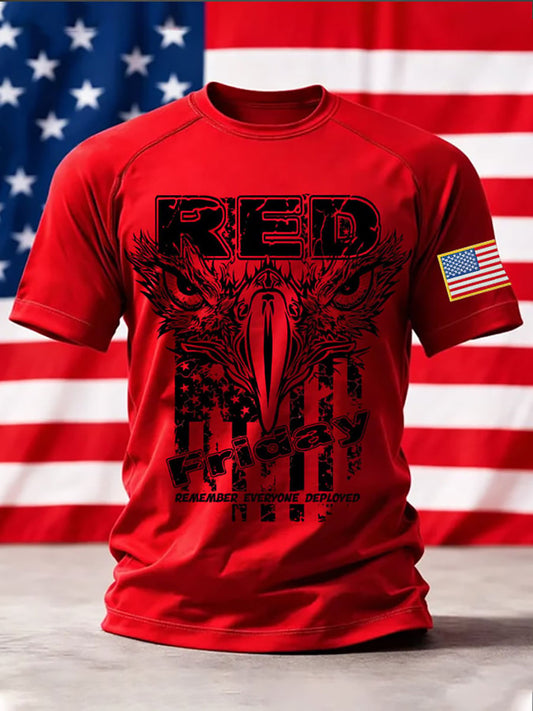 Men's Red Friday Print Casual T-Shirt