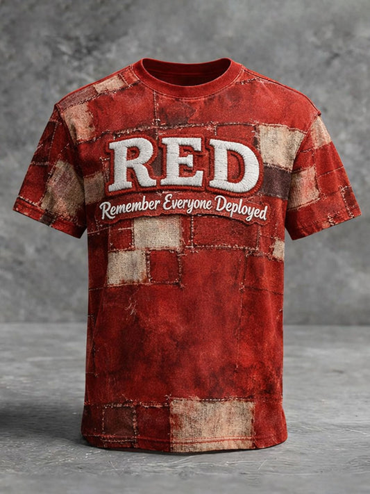 Men's Red Friday Print Casual T-Shirt