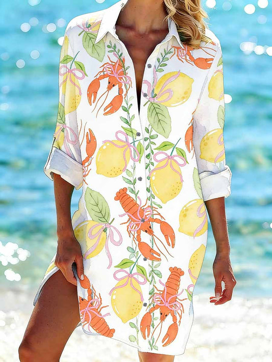 Women's Summer Breeze Pattern Printed Casual Long Shirt