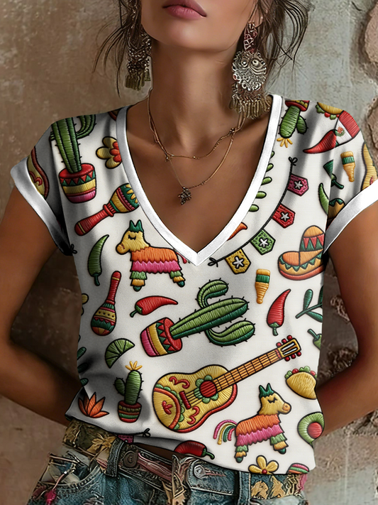 Women's Cinco De Mayo Printed short-sleeved T-shirt