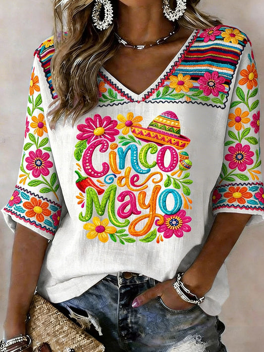Women's Cinco de Mayo Print Casual T-Shirt