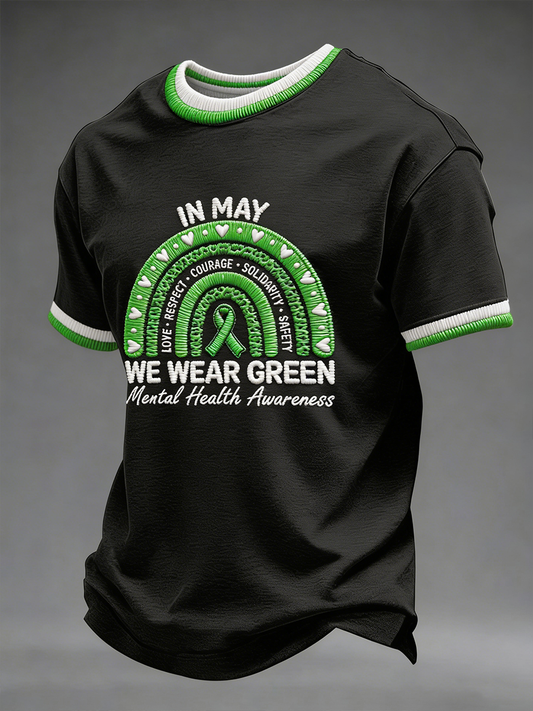 Men's In May We Wear Green Mental Health Awareness Short Sleeves T-shirt