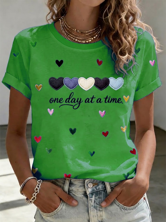 Women's One Day At A Time Mental Health Awareness Short-sleeved T-shirt
