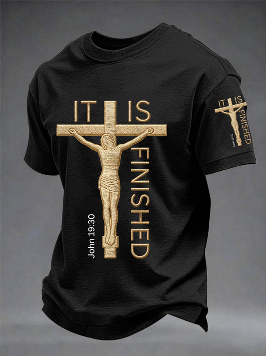Men's It Is Finished Jesus Christian Cross Print Tee