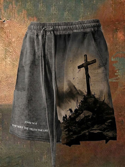 Men's Faith Cross The Way The Truth The Life Printed Shorts