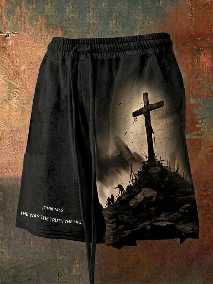 Men's Faith Cross The Way The Truth The Life Printed Shorts