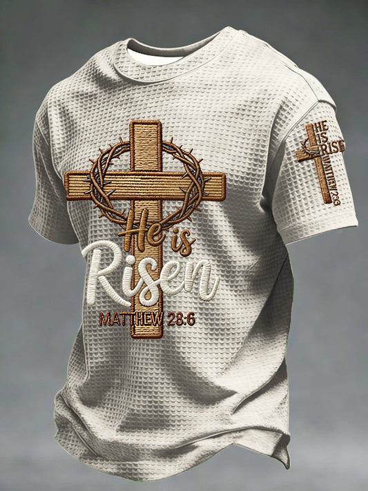 Men's He is Riser MATTHEW 28:6 Waffle Short Sleeve