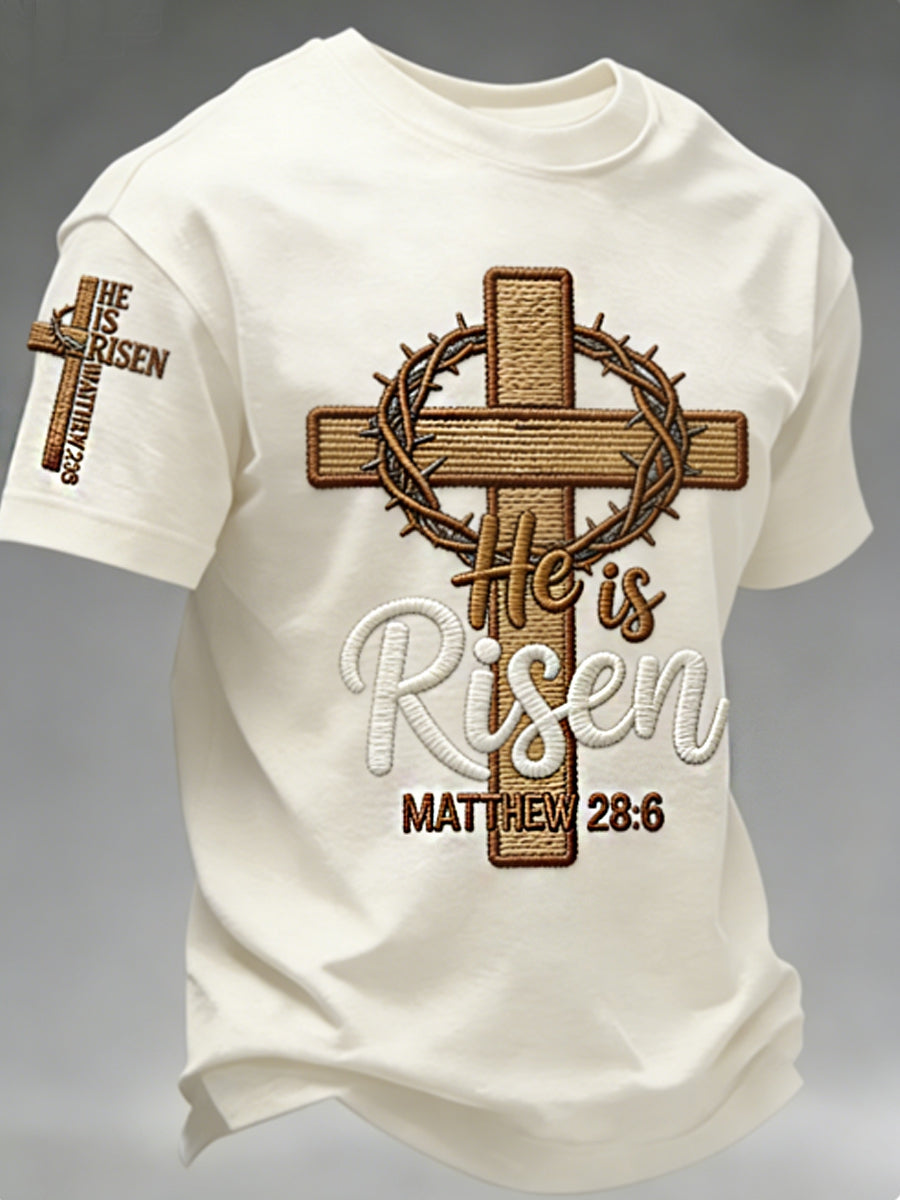 Men's He is Riser MATTHEW 28:6 short sleeves t-shirt